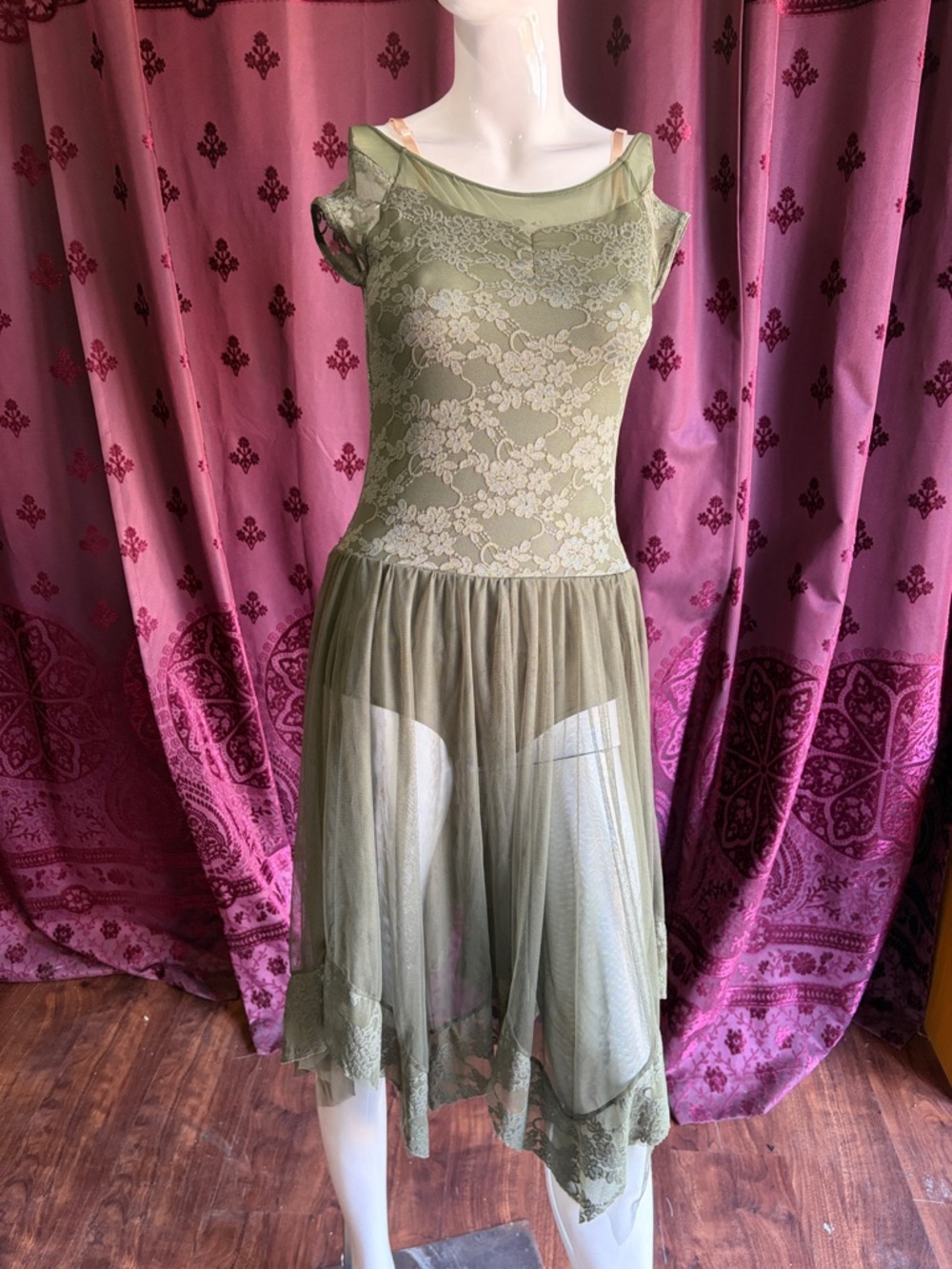 Weissman Olive Green Lace 'I Choose You' Lyrical Contemporary Ballet Costume XLC